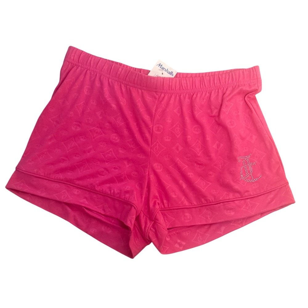 Juicy Couture Pink Logo Monogram‎ Rhinestone Sleep Lounge Shorts - Medium